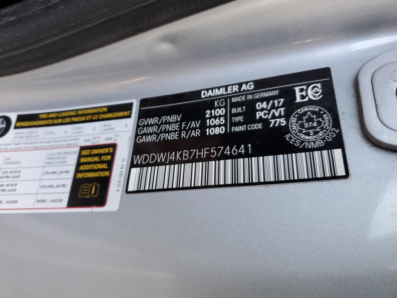 2017 Mercedes-Benz C 300 4Matic VIN: WDDWJ4KB7HF574641 Lot: 63868674