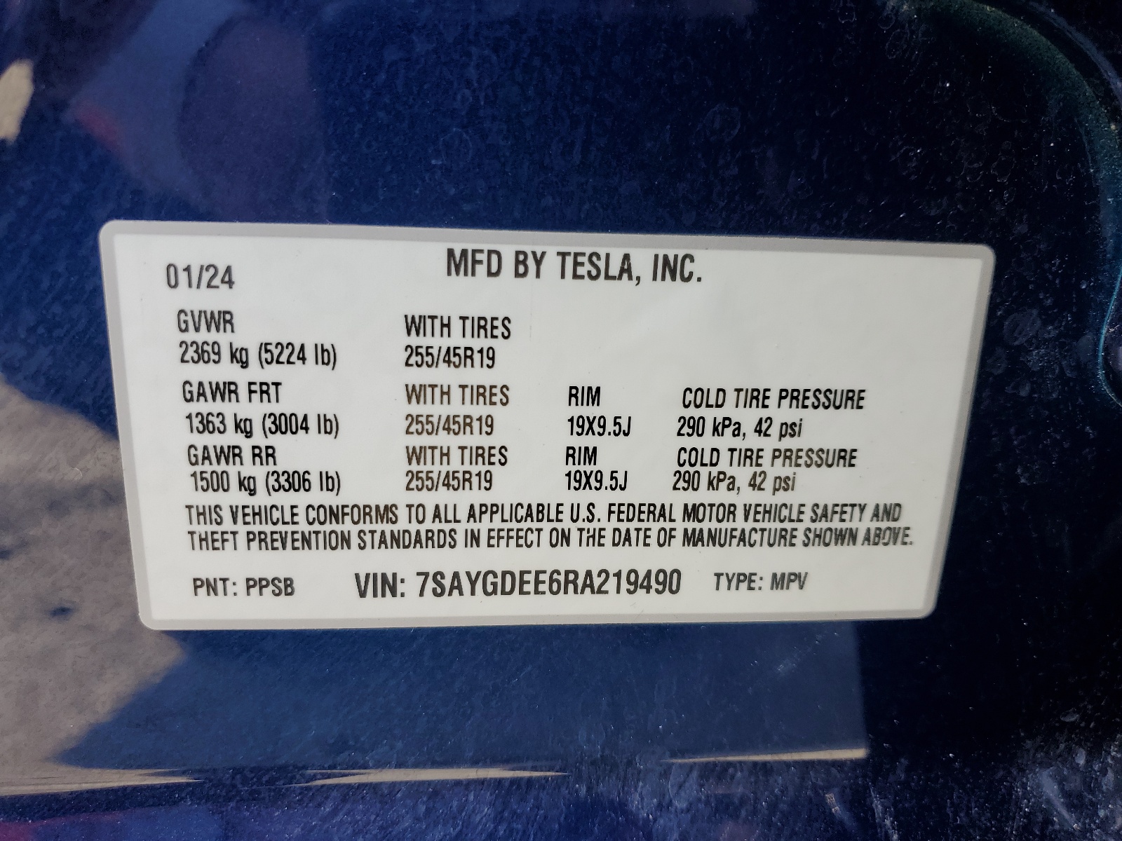 7SAYGDEE6RA219490 2024 Tesla Model Y