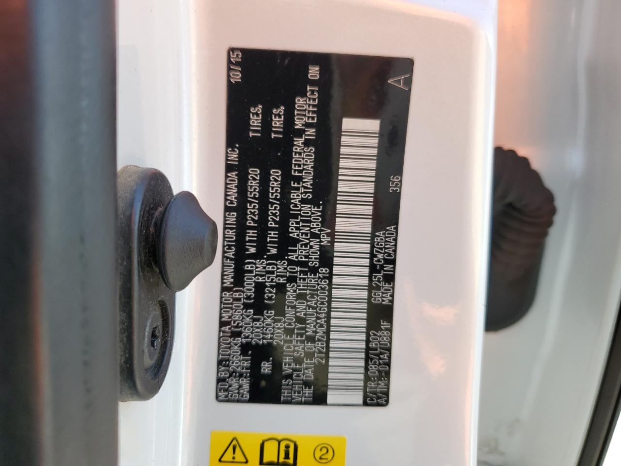 2016 Lexus Rx 350 Base VIN: 2T2BZMCA4GC003618 Lot: 65165184