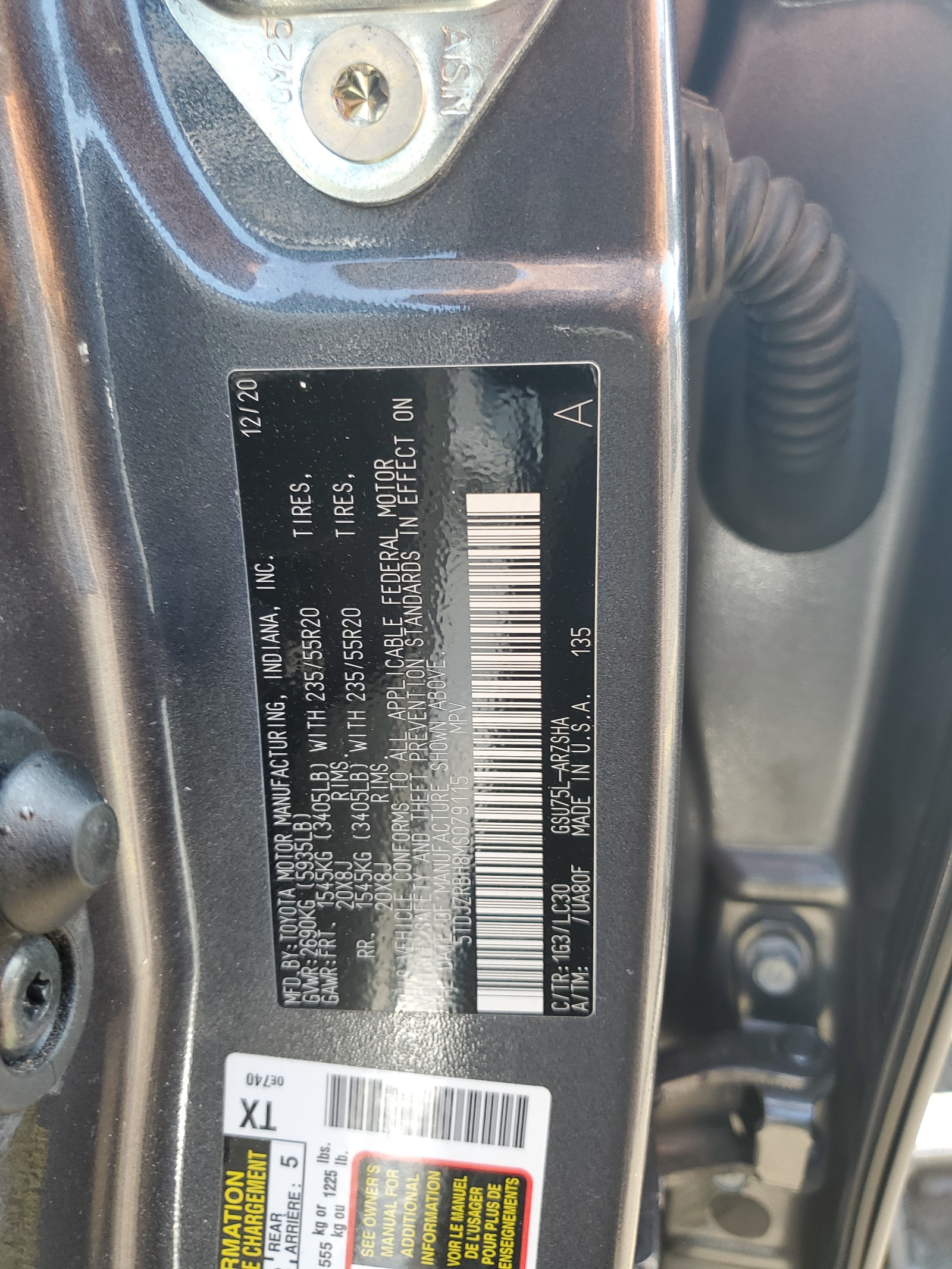 5TDJZRBH8MS079115 2021 Toyota Highlander Xse