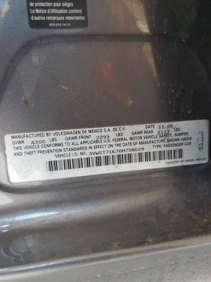 2006 Volkswagen Jetta Tdi Option Package 1 VIN: 3VWST71K76M708029 Lot: 62126304