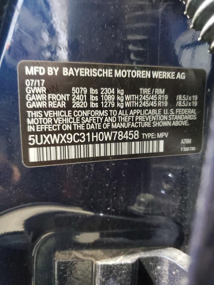 VIN 5UXWX9C31H0W78458 2017 BMW X3 no.13