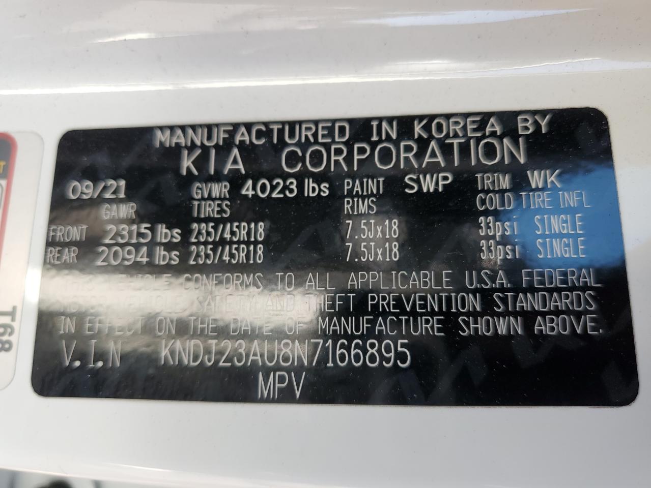 KNDJ23AU8N7166895 2022 Kia Soul Lx