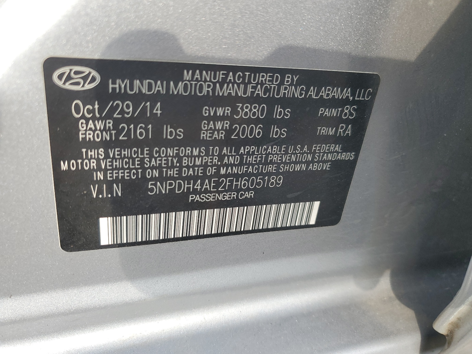 5NPDH4AE2FH605189 2015 Hyundai Elantra Se