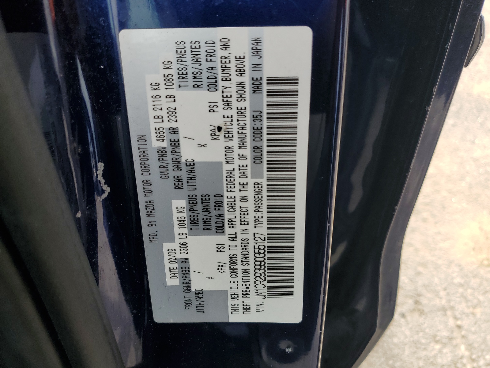 JM1CR293990355127 2009 Mazda 5