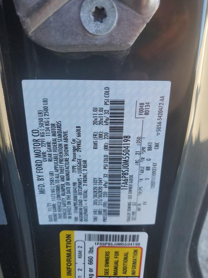 2021 Ford Mustang Shelby Gt500 VIN: 1FA6P8SJ0M5504198 Lot: 58481584