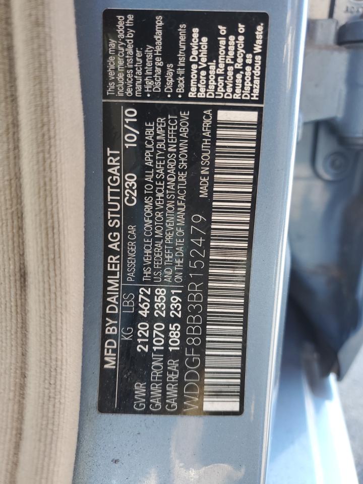 2011 Mercedes-Benz C 300 4Matic VIN: WDDGF8BB3BR152479 Lot: 62941144