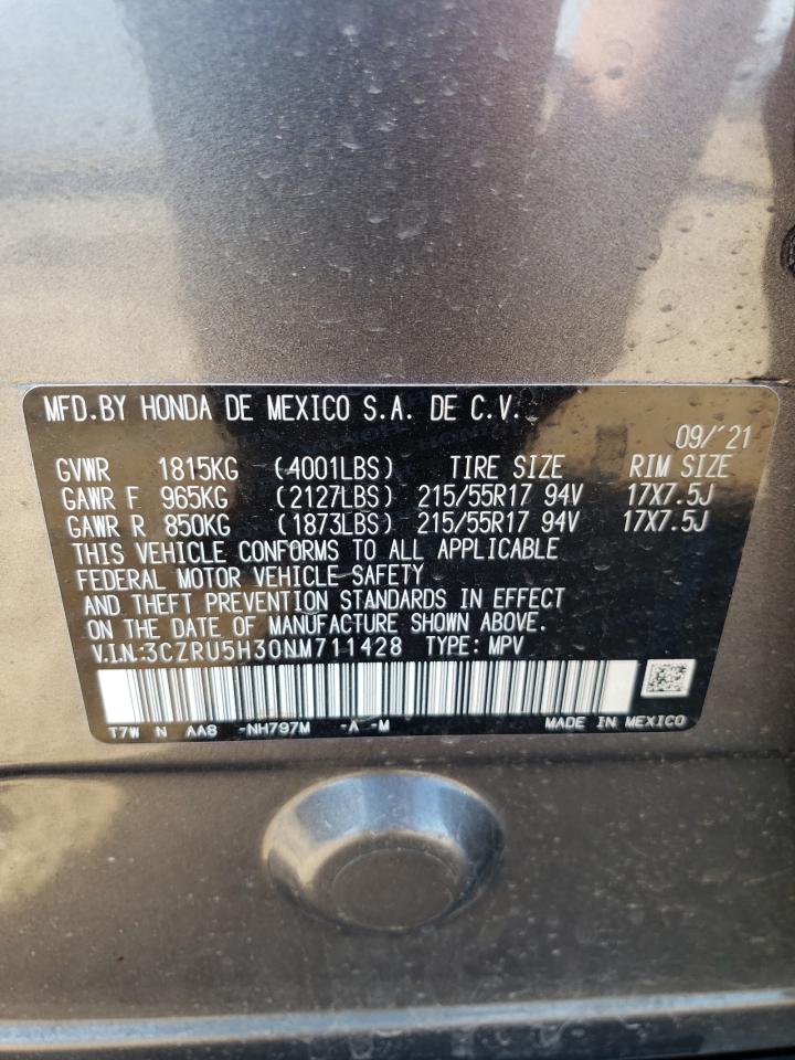 2022 Honda Hr-V Lx VIN: 3CZRU5H30NM711428 Lot: 63343144