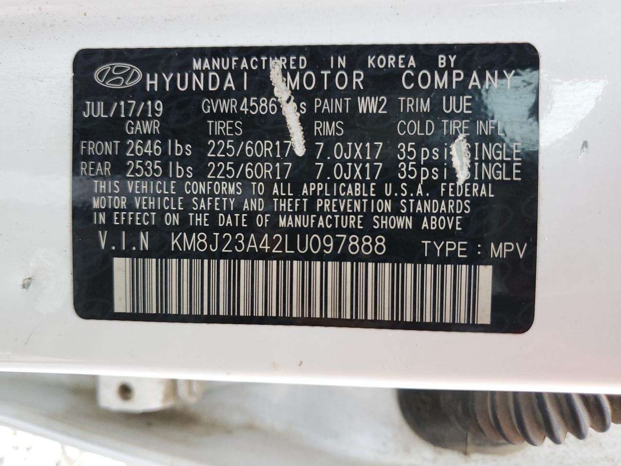 KM8J23A42LU097888 2020 HYUNDAI TUCSON - Image 13