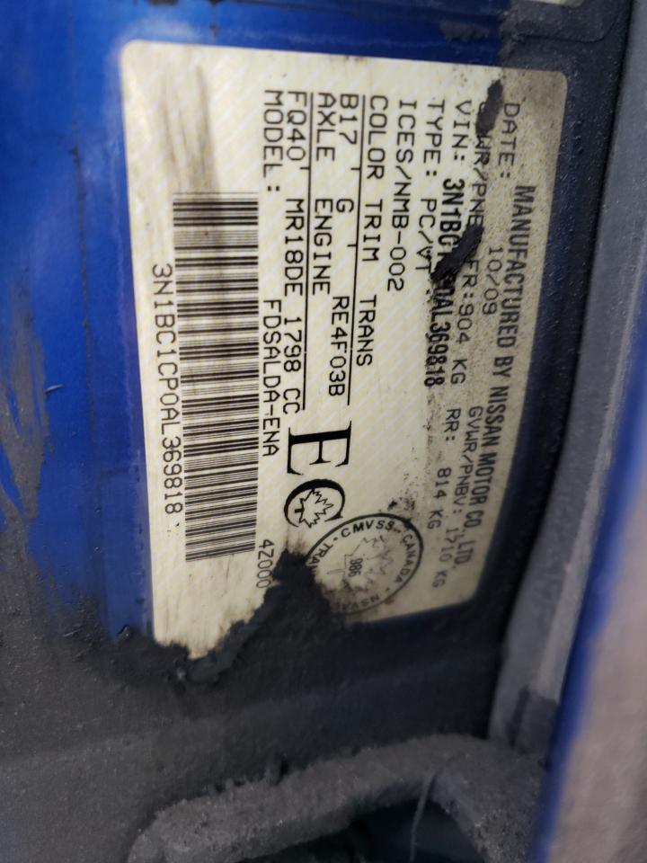 2010 Nissan Versa S VIN: 3N1BC1CP0AL369818 Lot: 61877274