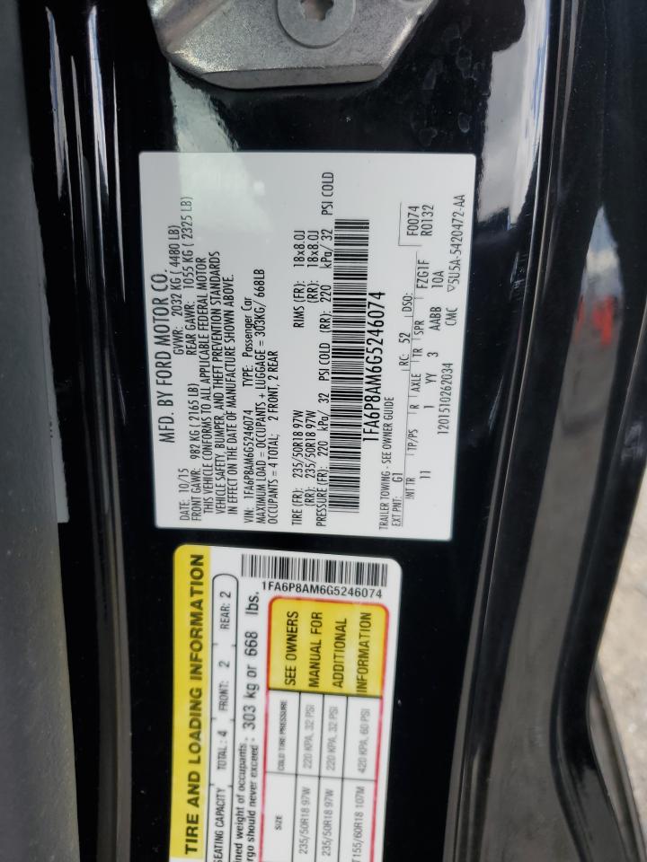 2016 Ford Mustang VIN: 1FA6P8AM6G5246074 Lot: 63649044