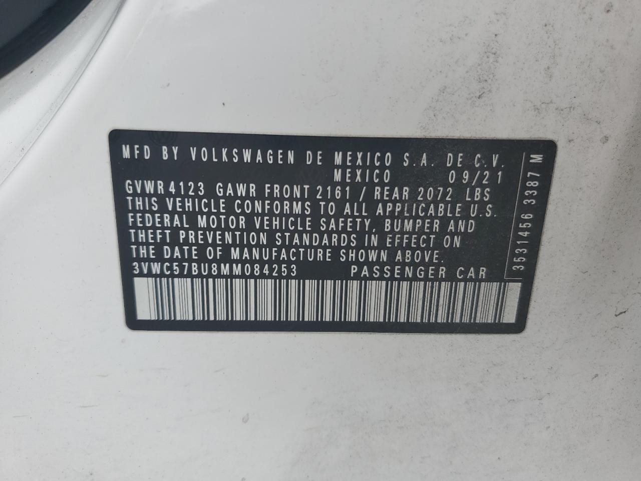 2021 Volkswagen Jetta S VIN: 3VWC57BU8MM084253 Lot: 64836774