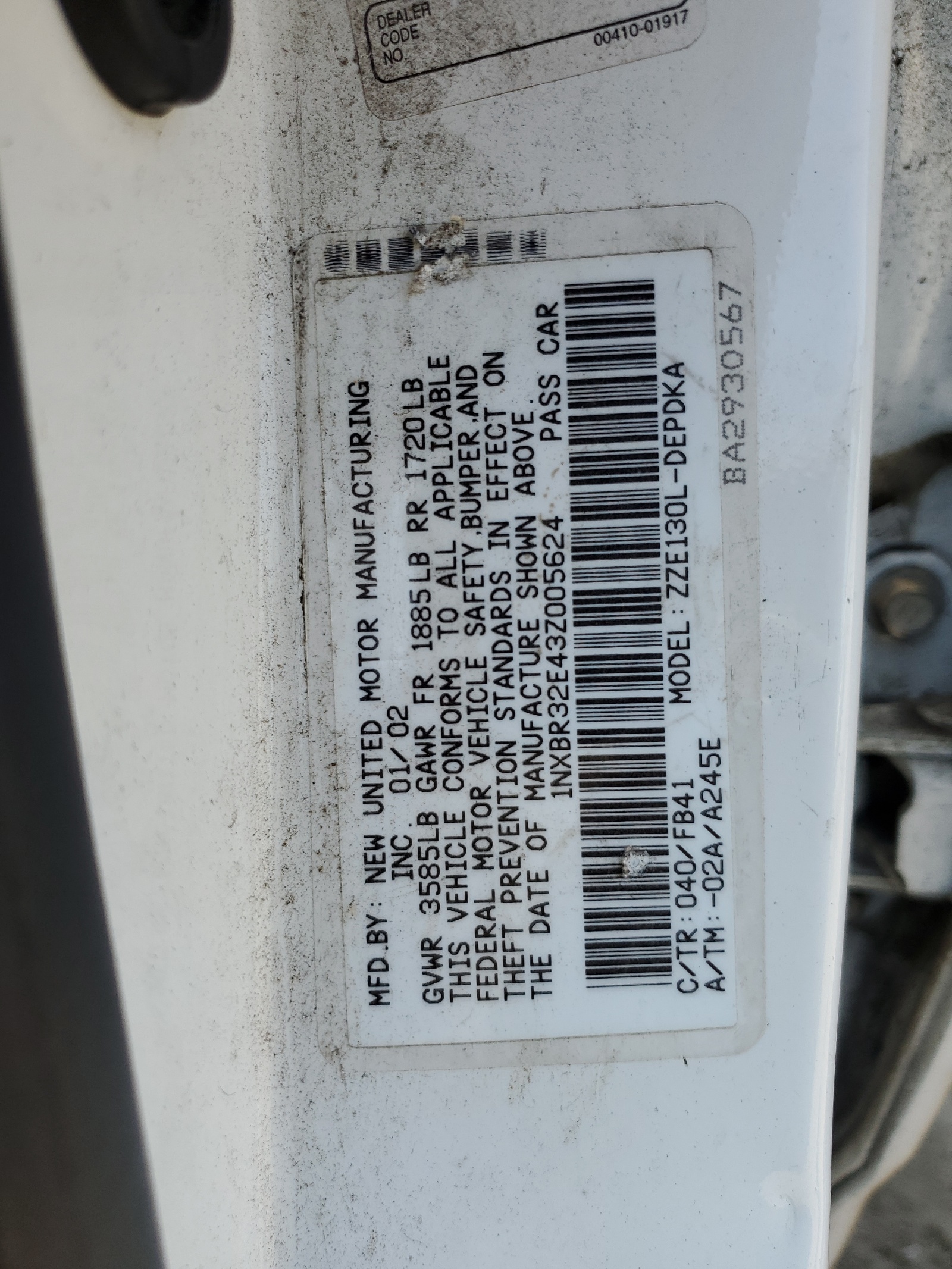 1NXBR32E43Z005624 2003 Toyota Corolla Ce