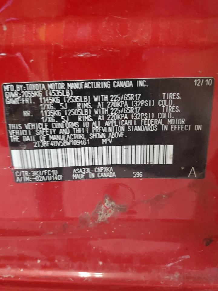 2011 Toyota Rav4 VIN: 2T3BF4DV5BW109461 Lot: 64714664