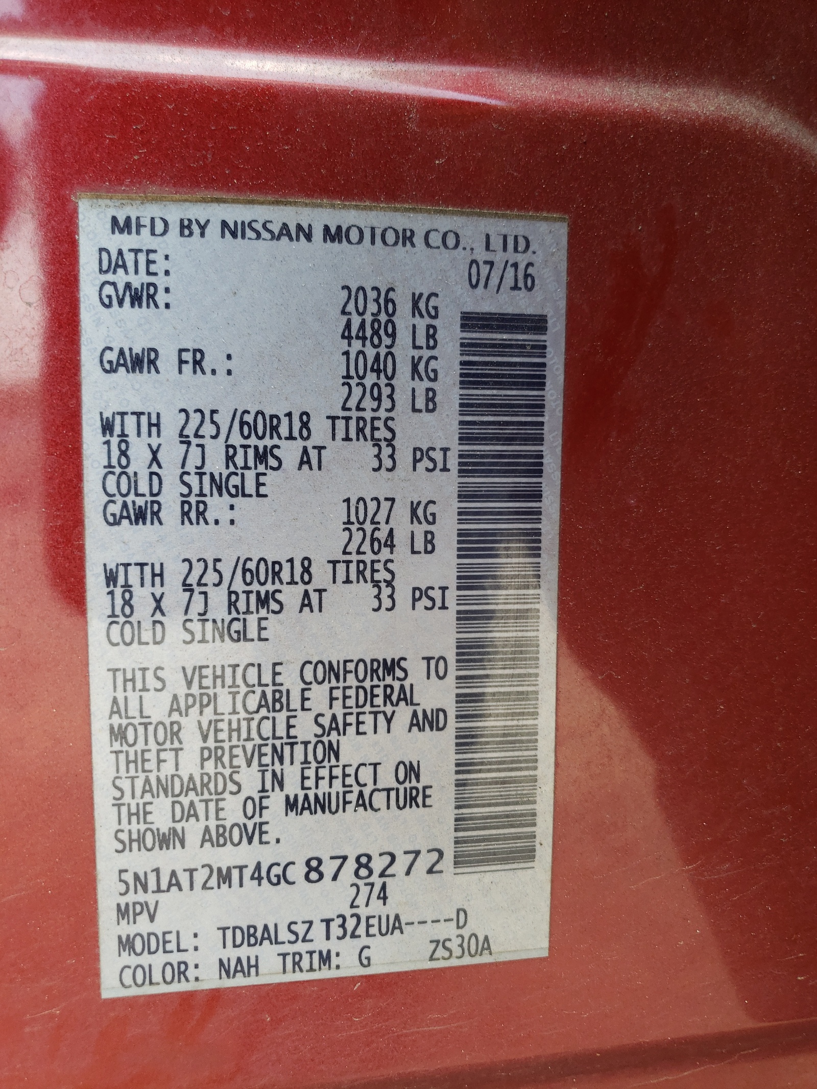 5N1AT2MT4GC878272 2016 Nissan Rogue S