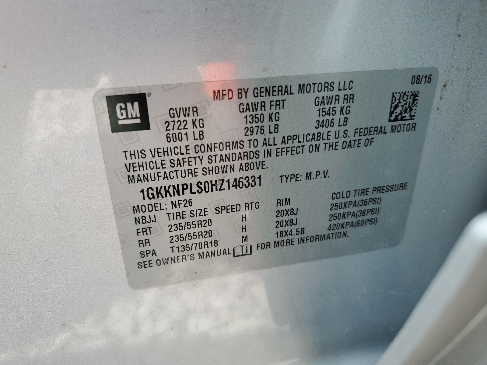 1GKKNPLS0HZ146331 2017 GMC Acadia Denali