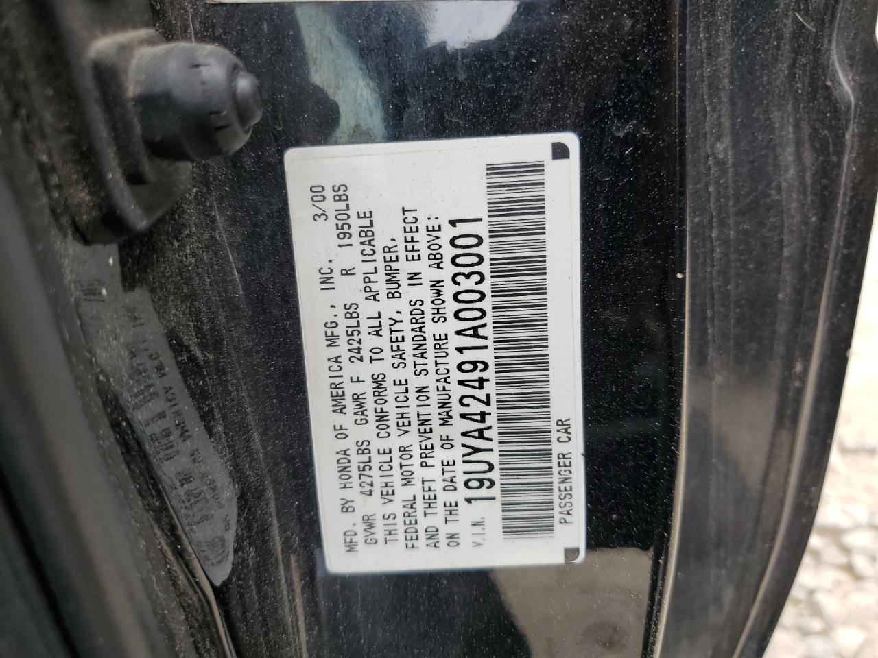 2001 Acura 3.2Cl VIN: 19UYA42491A003001 Lot: 63602324