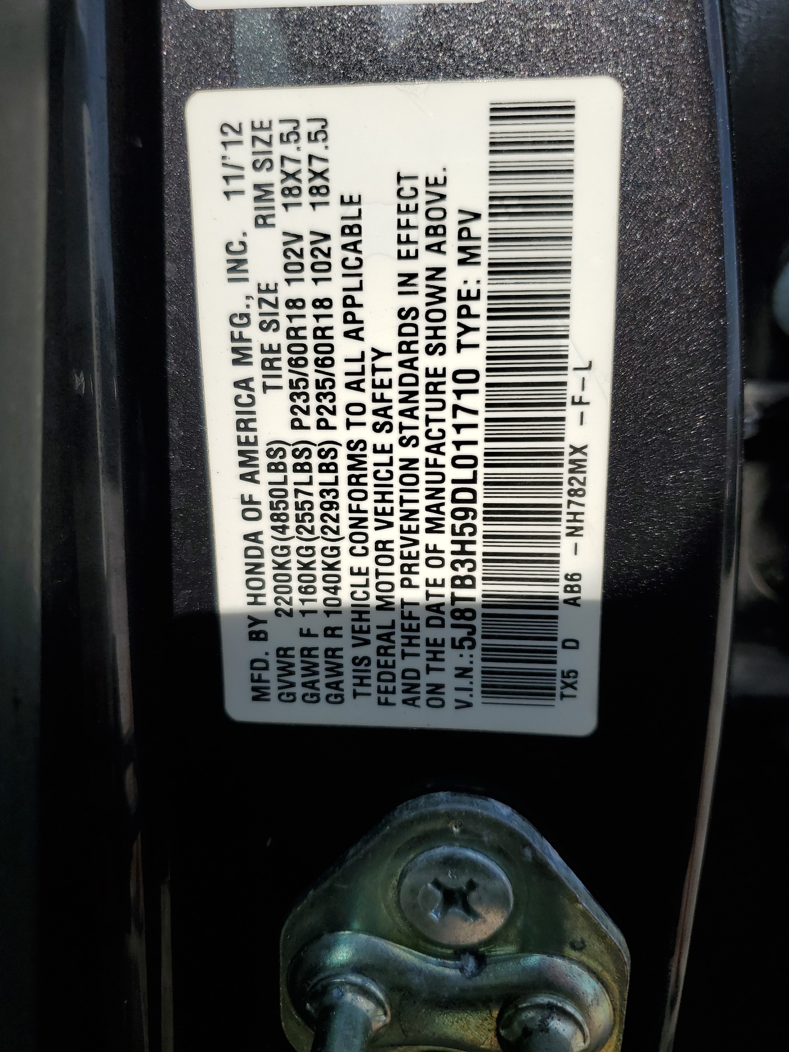 5J8TB3H59DL011710 2013 Acura Rdx Technology