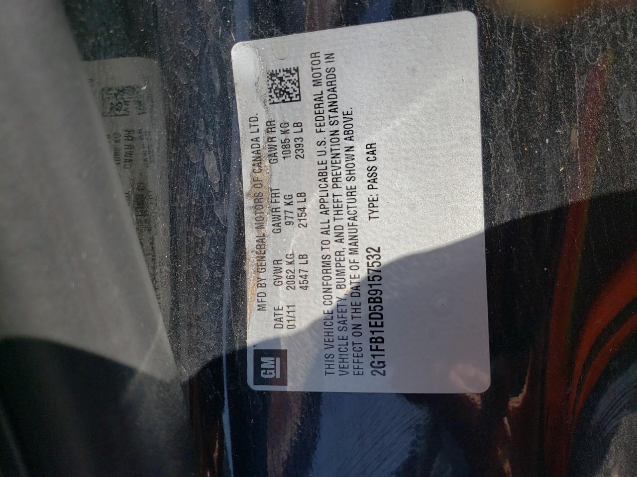 2011 Chevrolet Camaro Lt VIN: 2G1FB1ED5B9157532 Lot: 64034184