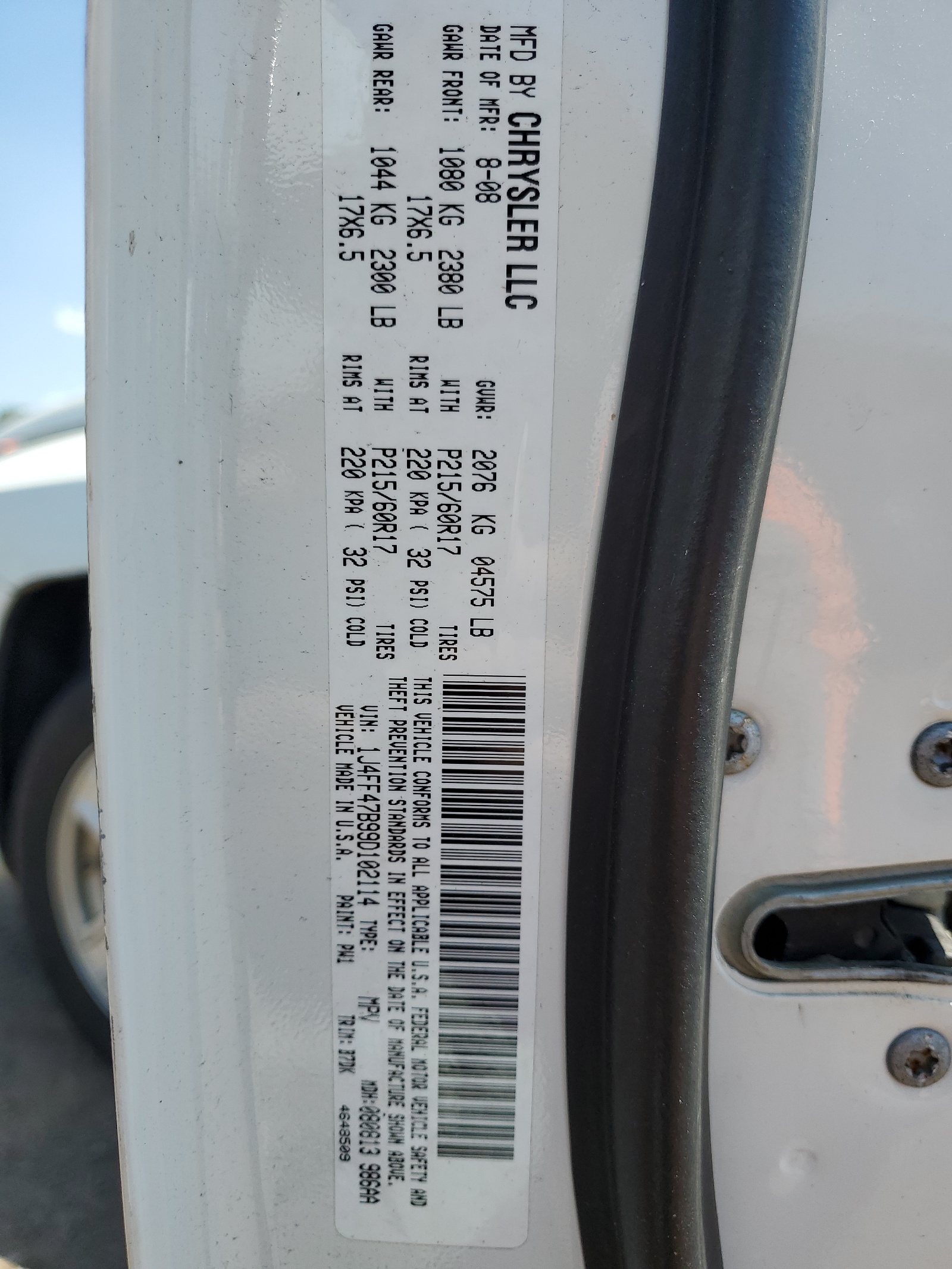 1J4FF47B99D102114 2009 Jeep Compass Sport