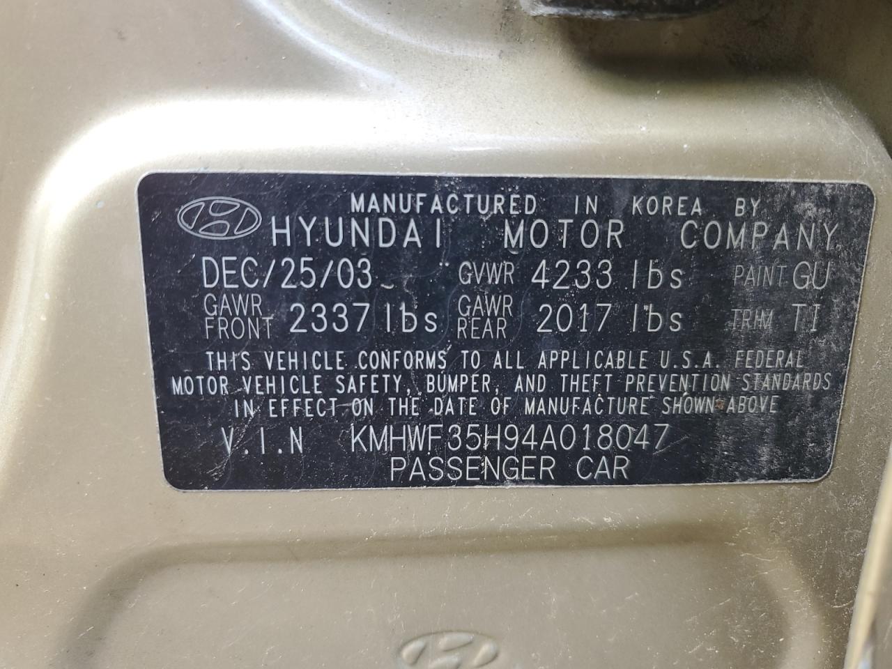 KMHWF35H94A018047 2004 Hyundai Sonata Gls