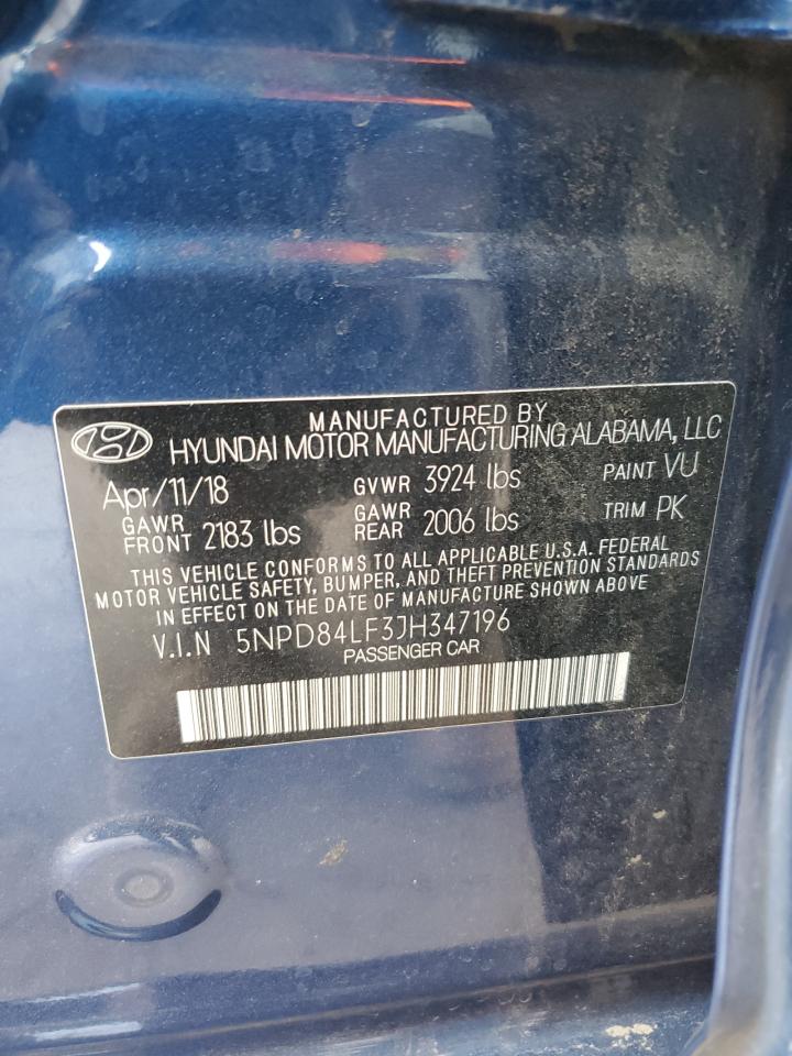 2018 Hyundai Elantra Sel VIN: 5NPD84LF3JH347196 Lot: 62366274