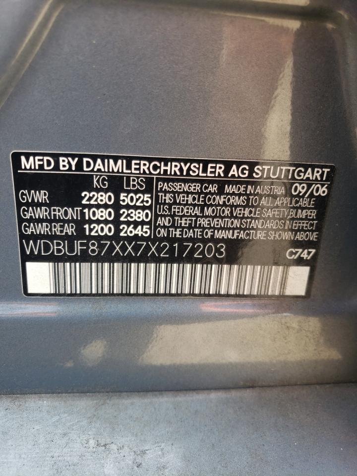 2007 Mercedes-Benz E 350 4Matic VIN: WDBUF87XX7X217203 Lot: 61113344