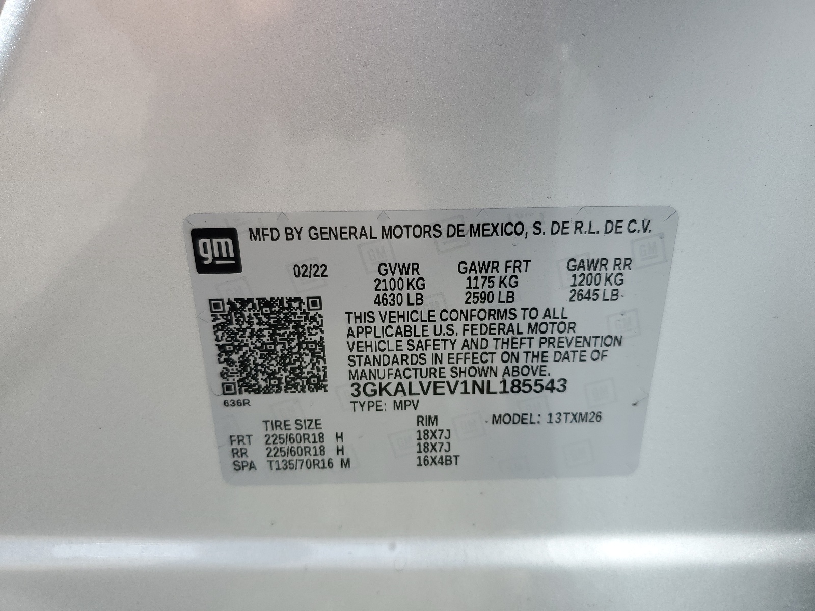 3GKALVEV1NL185543 2022 GMC Terrain Slt