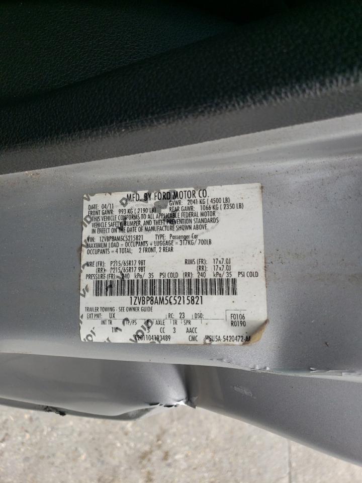 2012 Ford Mustang VIN: 1ZVBP8AM5C5215821 Lot: 63242584