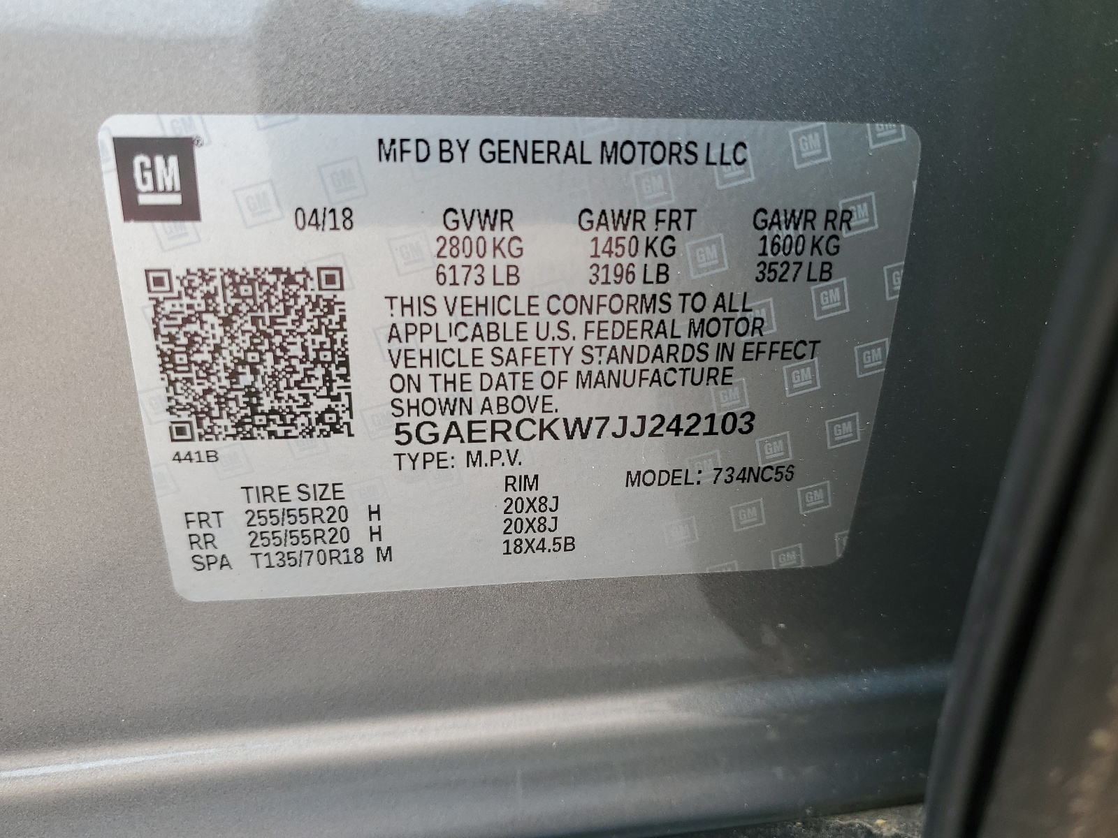 5GAERCKW7JJ242103 2018 Buick Enclave Premium