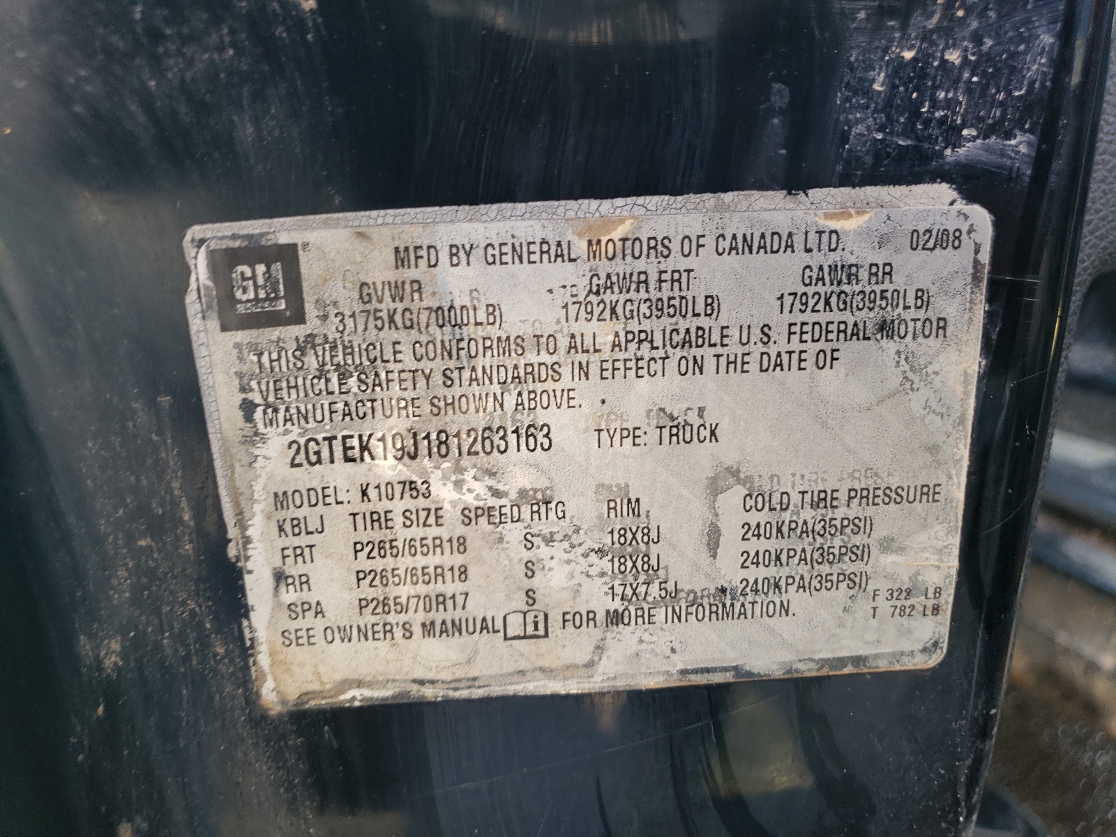 2GTEK19J181263163 2008 GMC Sierra K1500