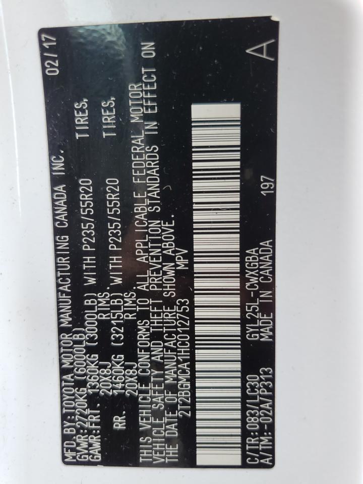 2017 Lexus Rx 450H Base VIN: 2T2BGMCA1HC012753 Lot: 65157644