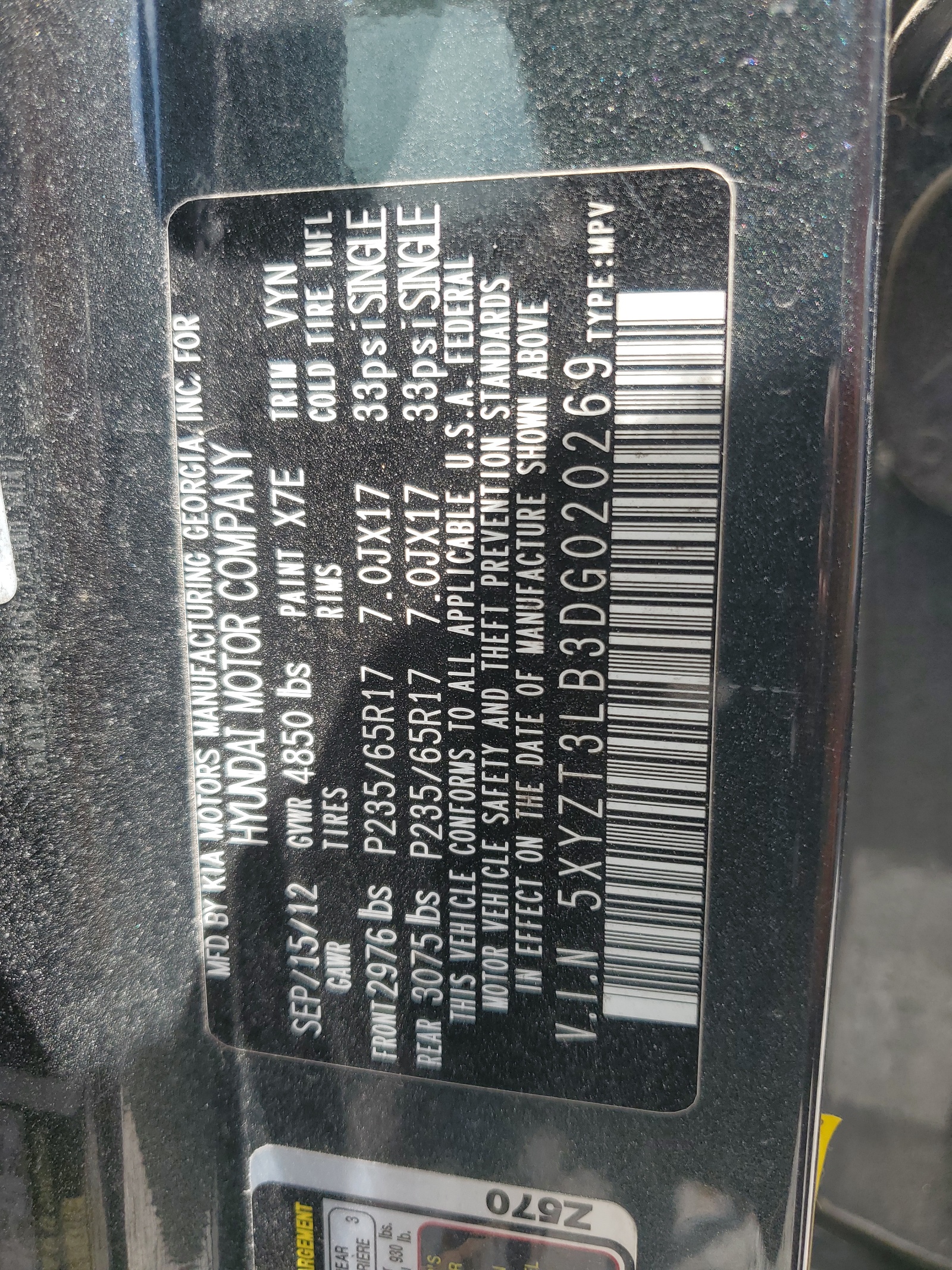 5XYZT3LB3DG020269 2013 Hyundai Santa Fe Sport