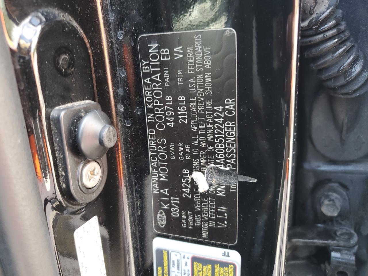 2011 Kia Optima Sx VIN: KNAGR4A60B5122424 Lot: 63809384