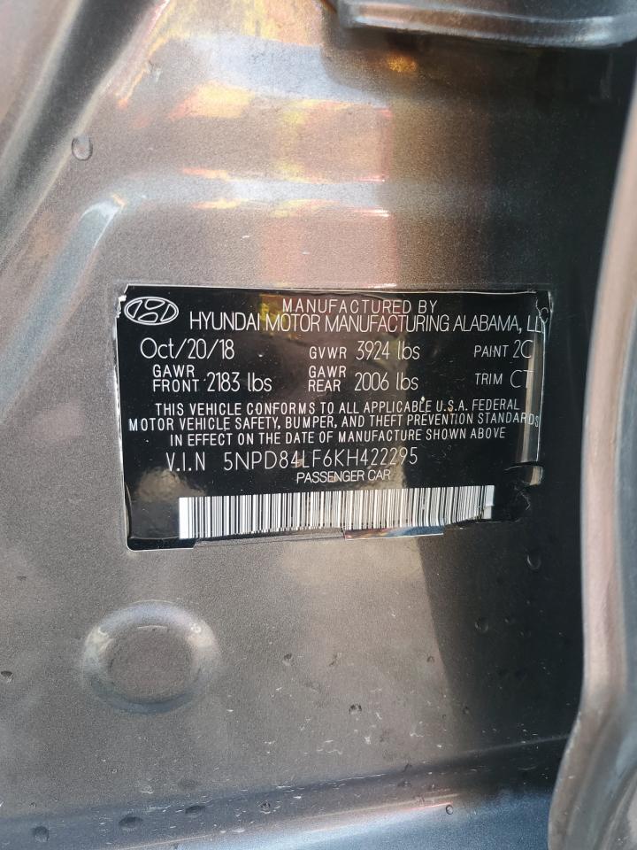 2019 Hyundai Elantra Sel VIN: 5NPD84LF6KH422295 Lot: 64199514