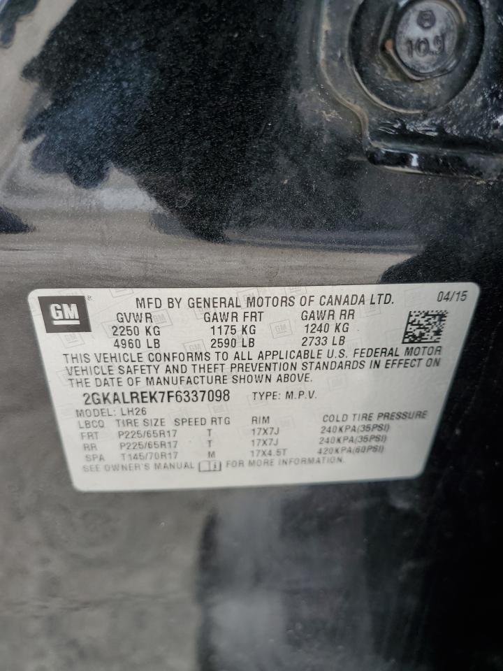 2015 GMC Terrain Sle VIN: 2GKALREK7F6337098 Lot: 63093864