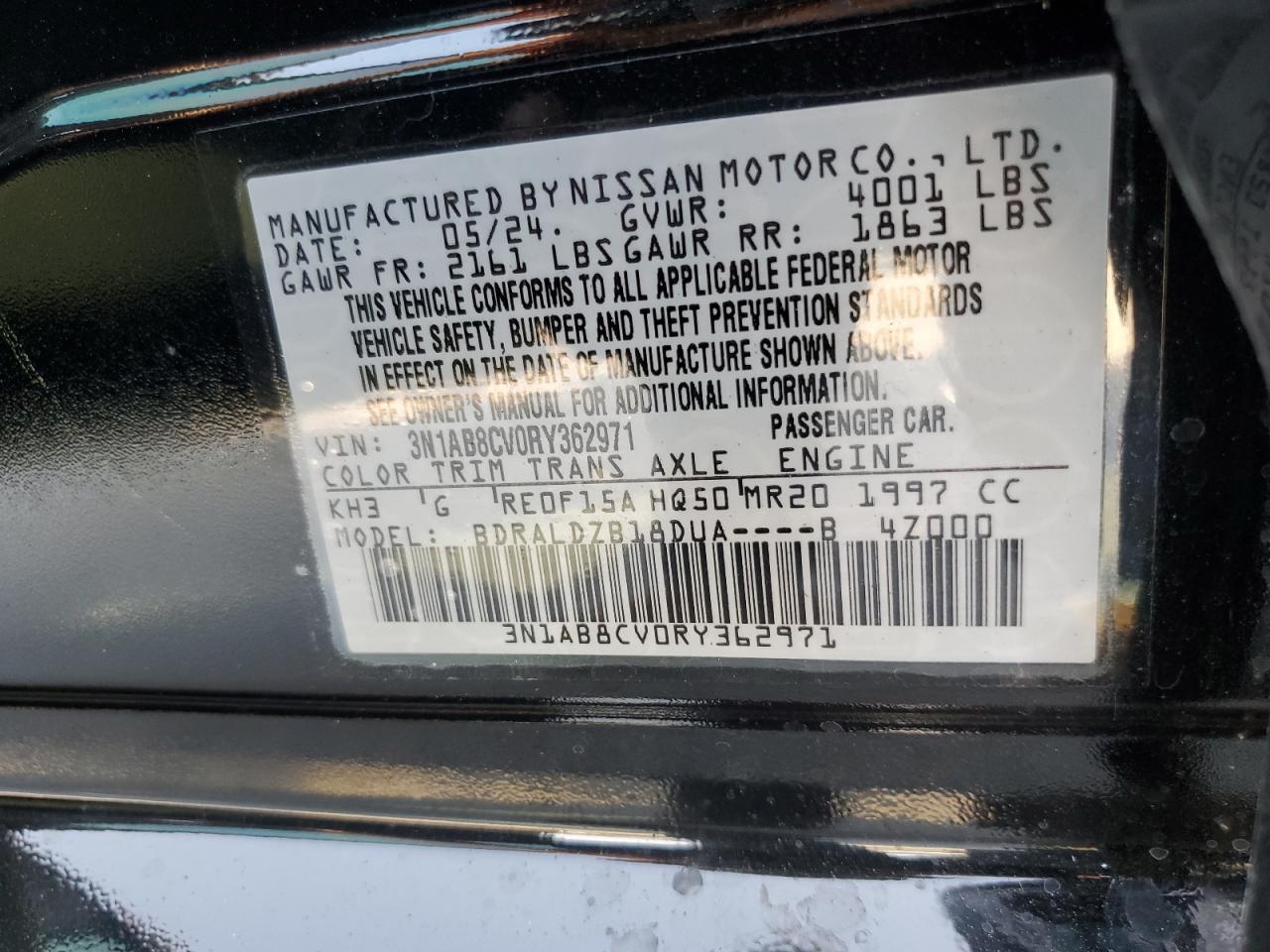 3N1AB8CV0RY362971 2024 Nissan Sentra Sv