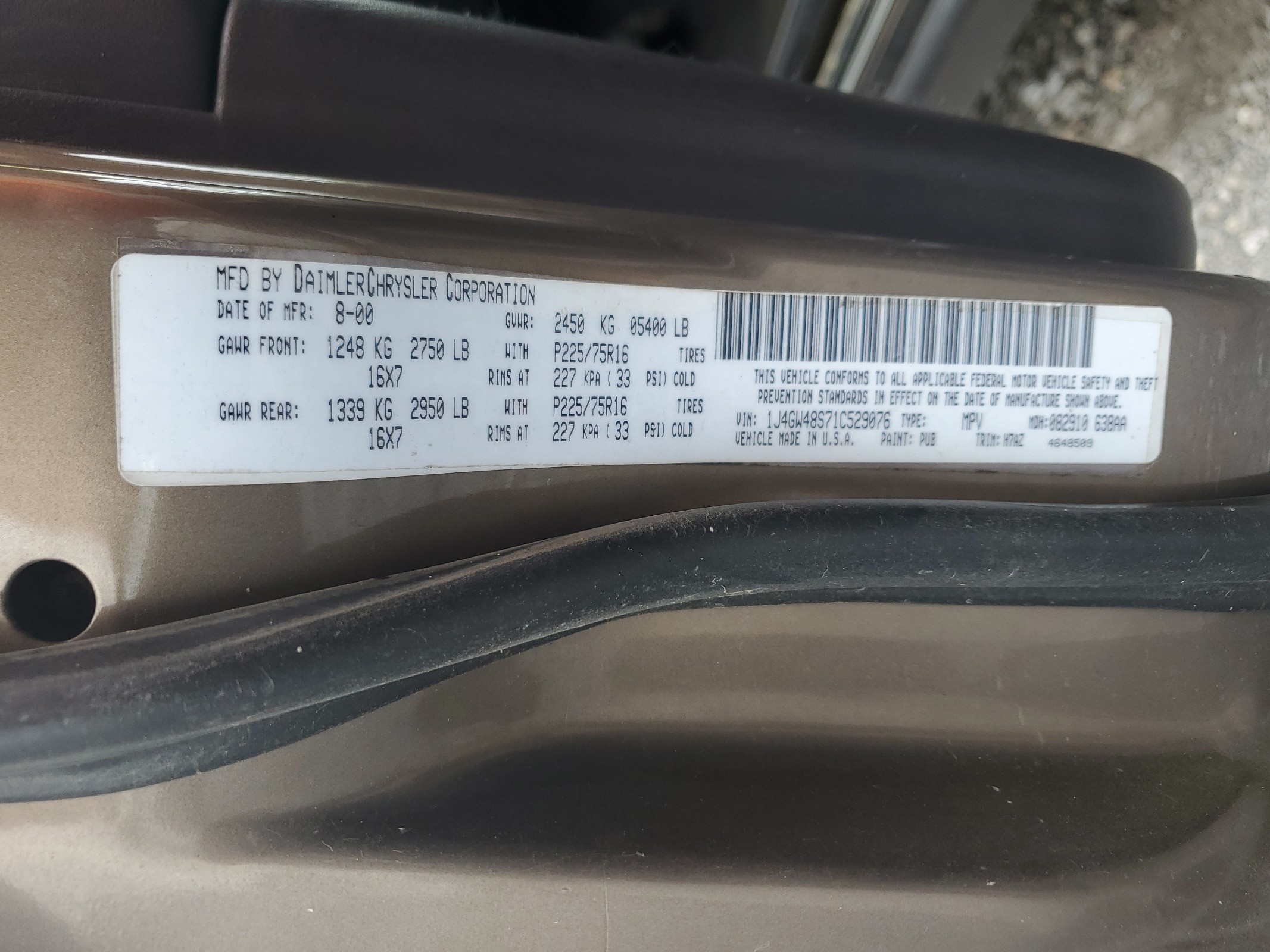 1J4GW48S71C529076 2001 Jeep Grand Cherokee Laredo