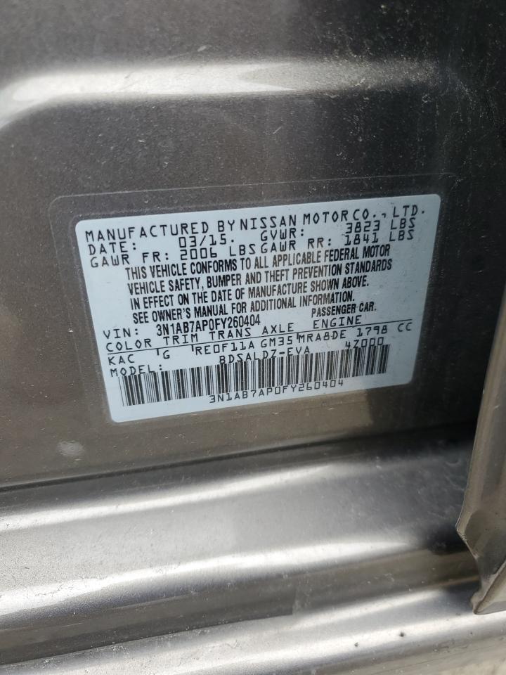 3N1AB7AP0FY260404 2015 Nissan Sentra S