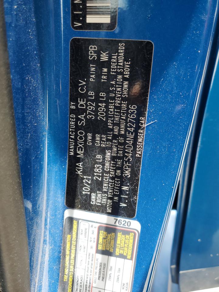 2022 Kia Forte Gt Line VIN: 3KPF54AD4NE427636 Lot: 64182754