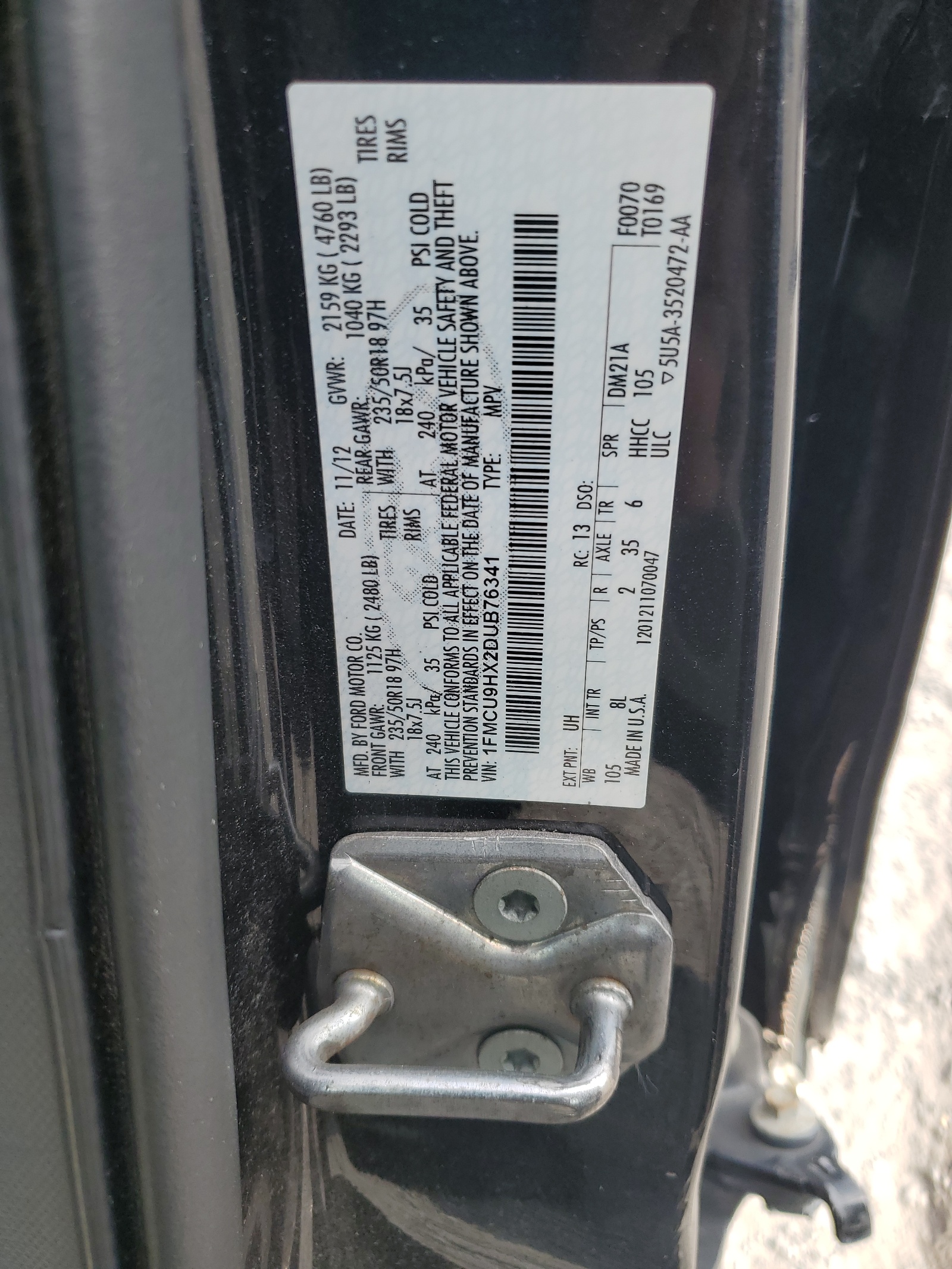 1FMCU9HX2DUB76341 2013 Ford Escape Sel