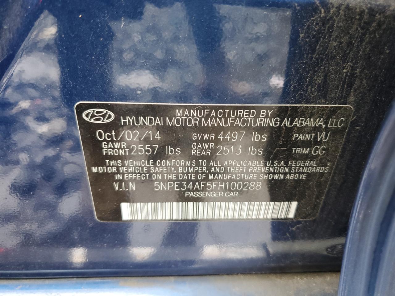 2015 Hyundai Sonata Sport VIN: 5NPE34AF5FH100288 Lot: 64516534