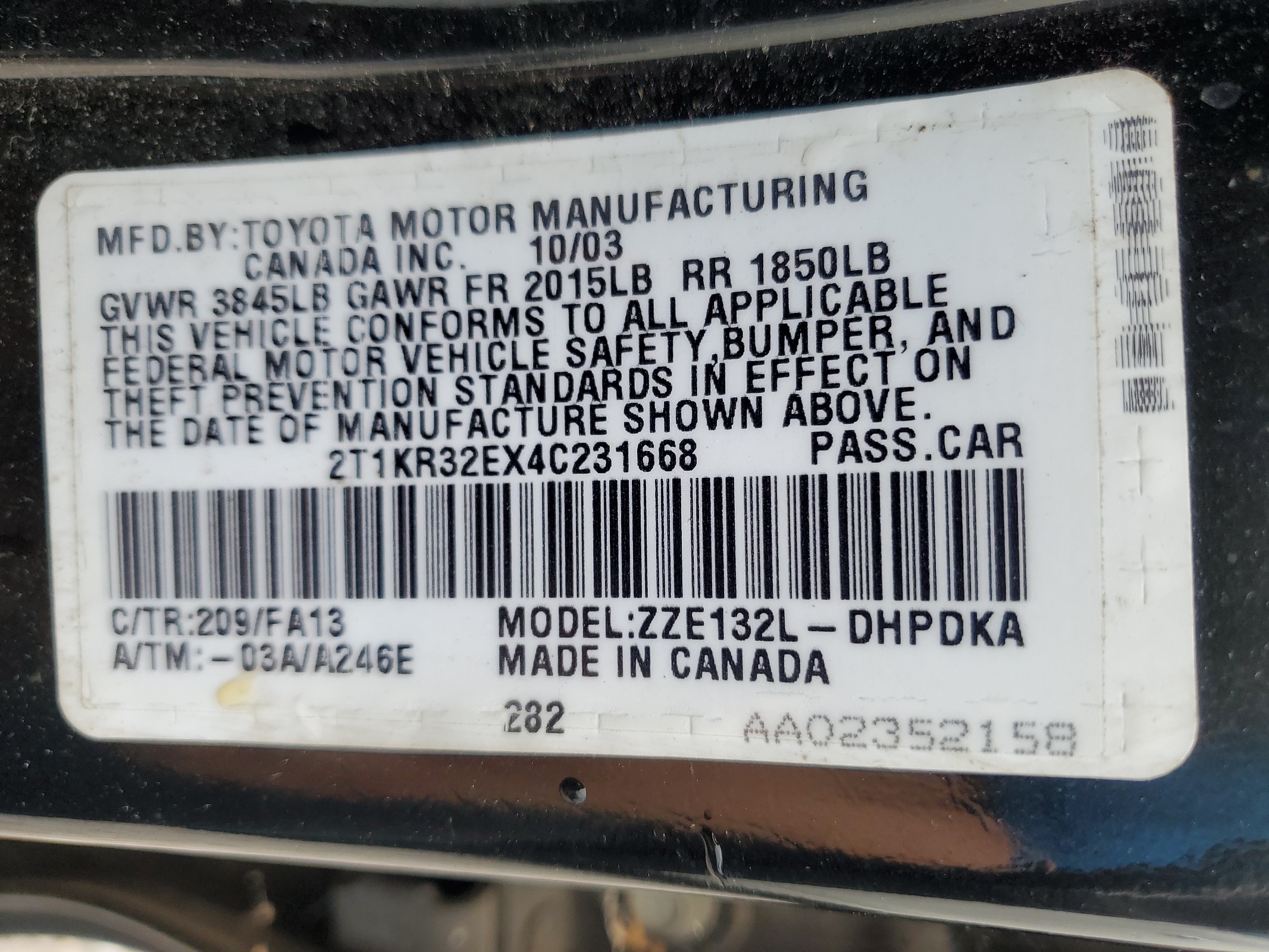 2T1KR32EX4C231668 2004 Toyota Corolla Matrix Xr