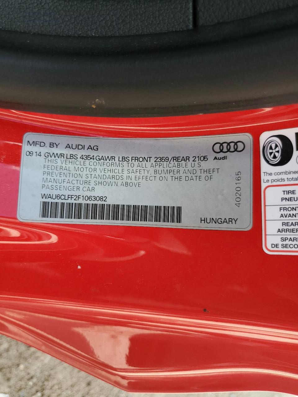 WAU6CLFF2F1063082 2015 Audi A3 Premium