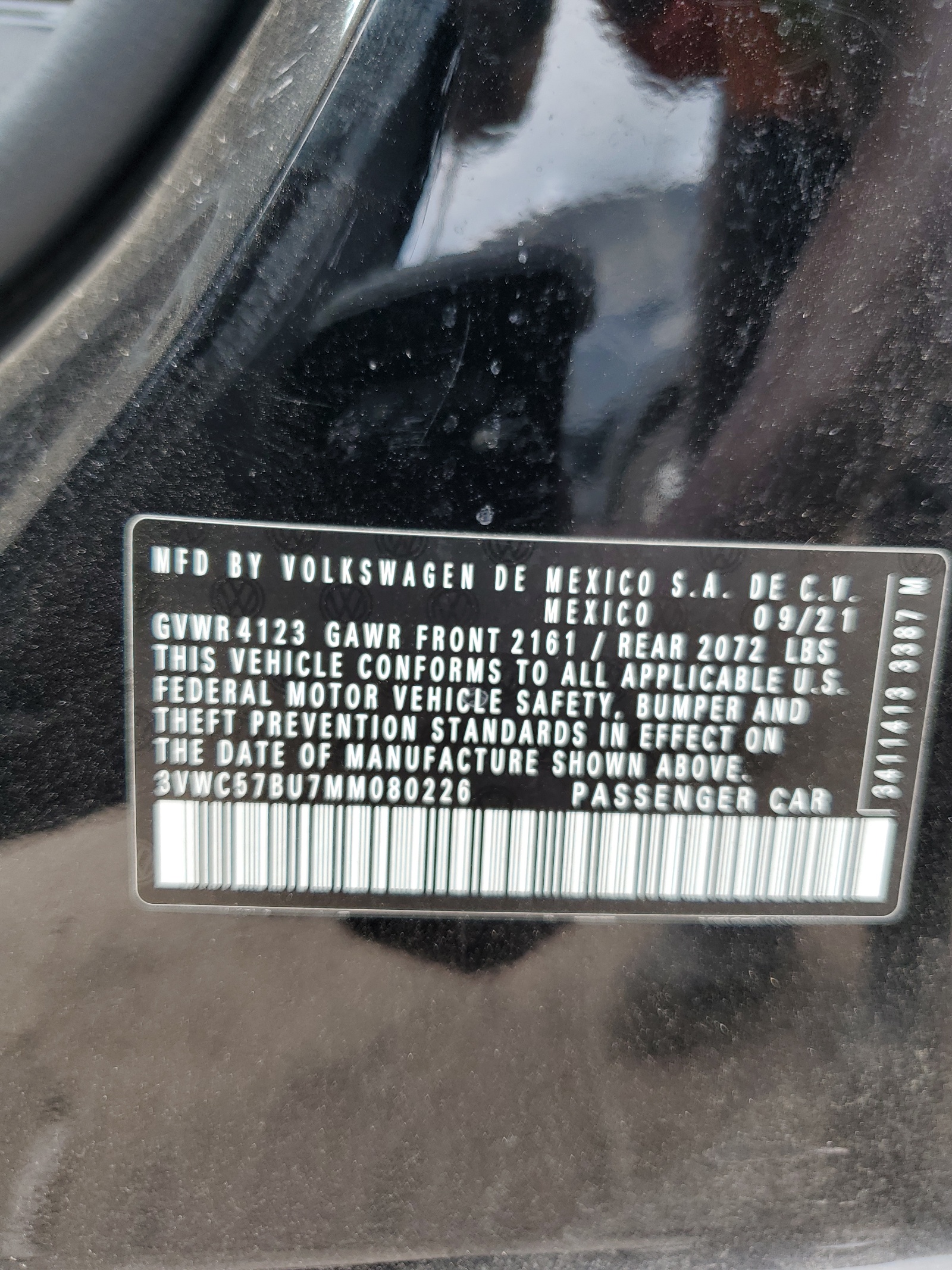 3VWC57BU7MM080226 2021 Volkswagen Jetta S