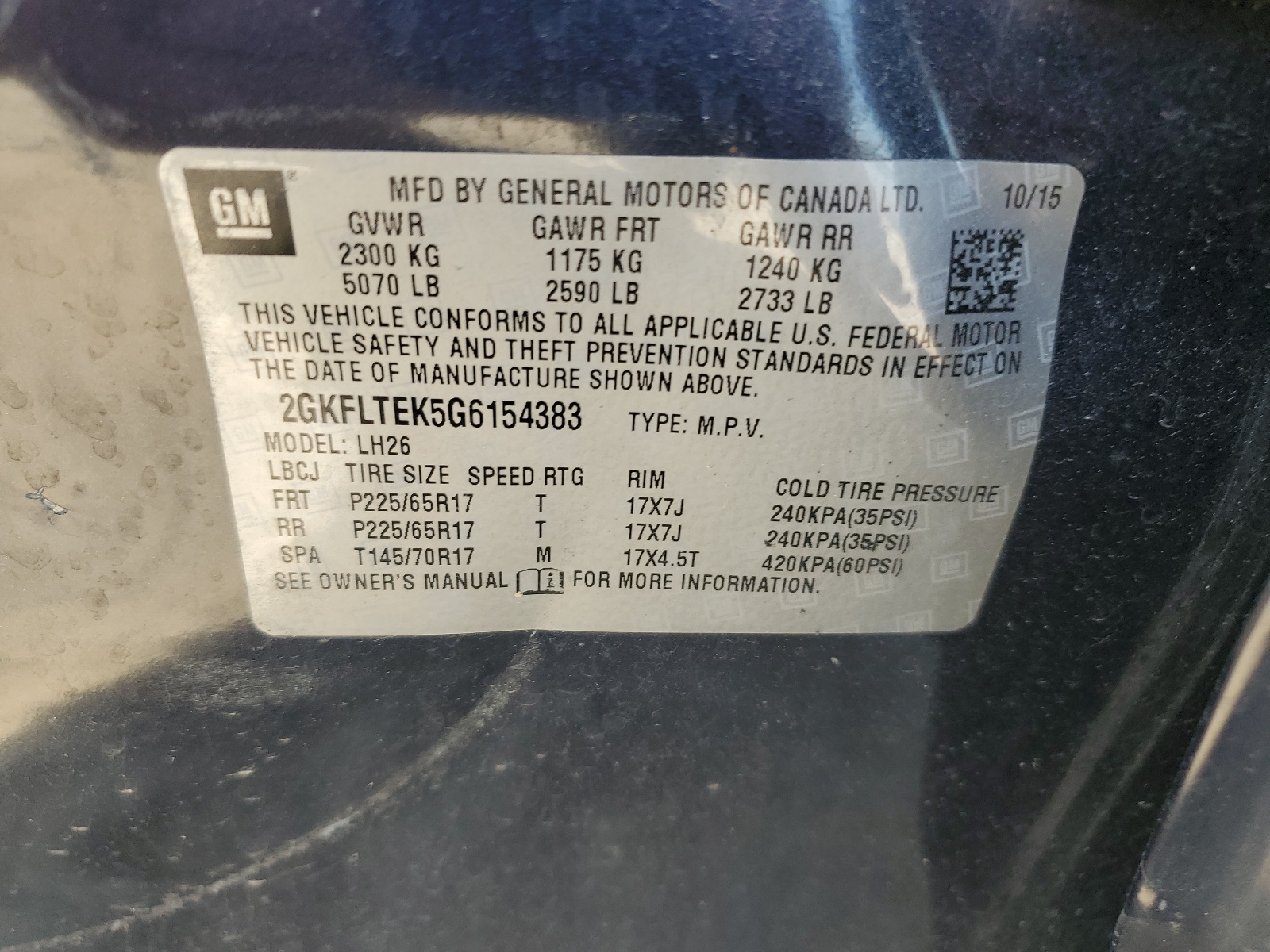 2GKFLTEK5G6154383 2016 GMC Terrain Sle