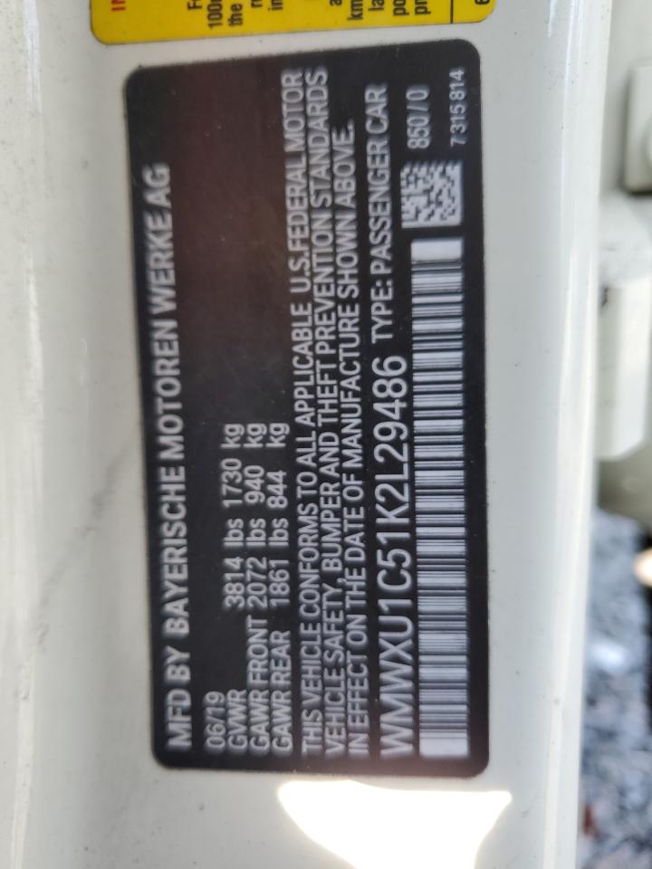 2019 Mini Cooper VIN: WMWXU1C51K2L29486 Lot: 63280874