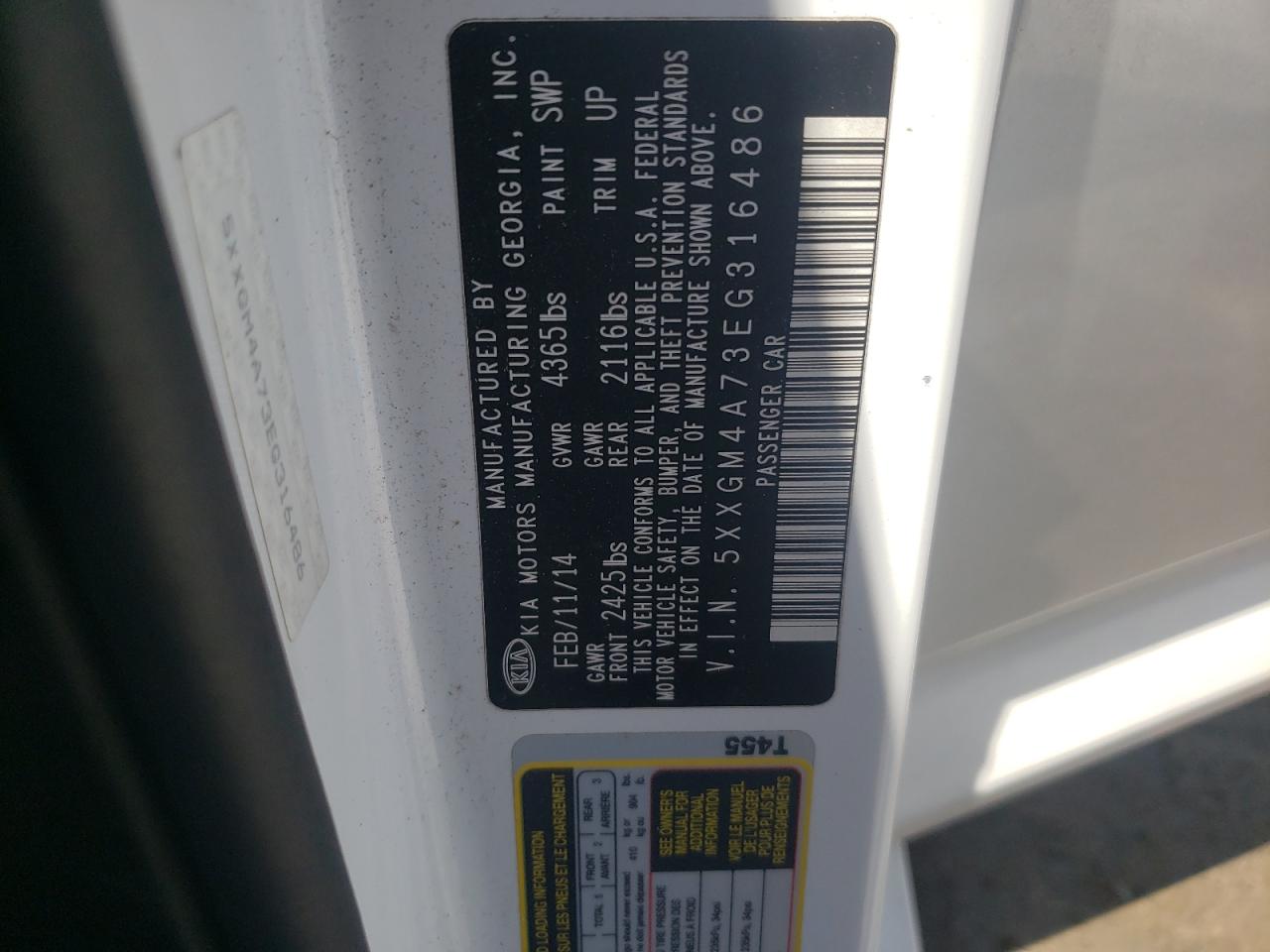 2014 Kia Optima Lx VIN: 5XXGM4A73EG316486 Lot: 64076234