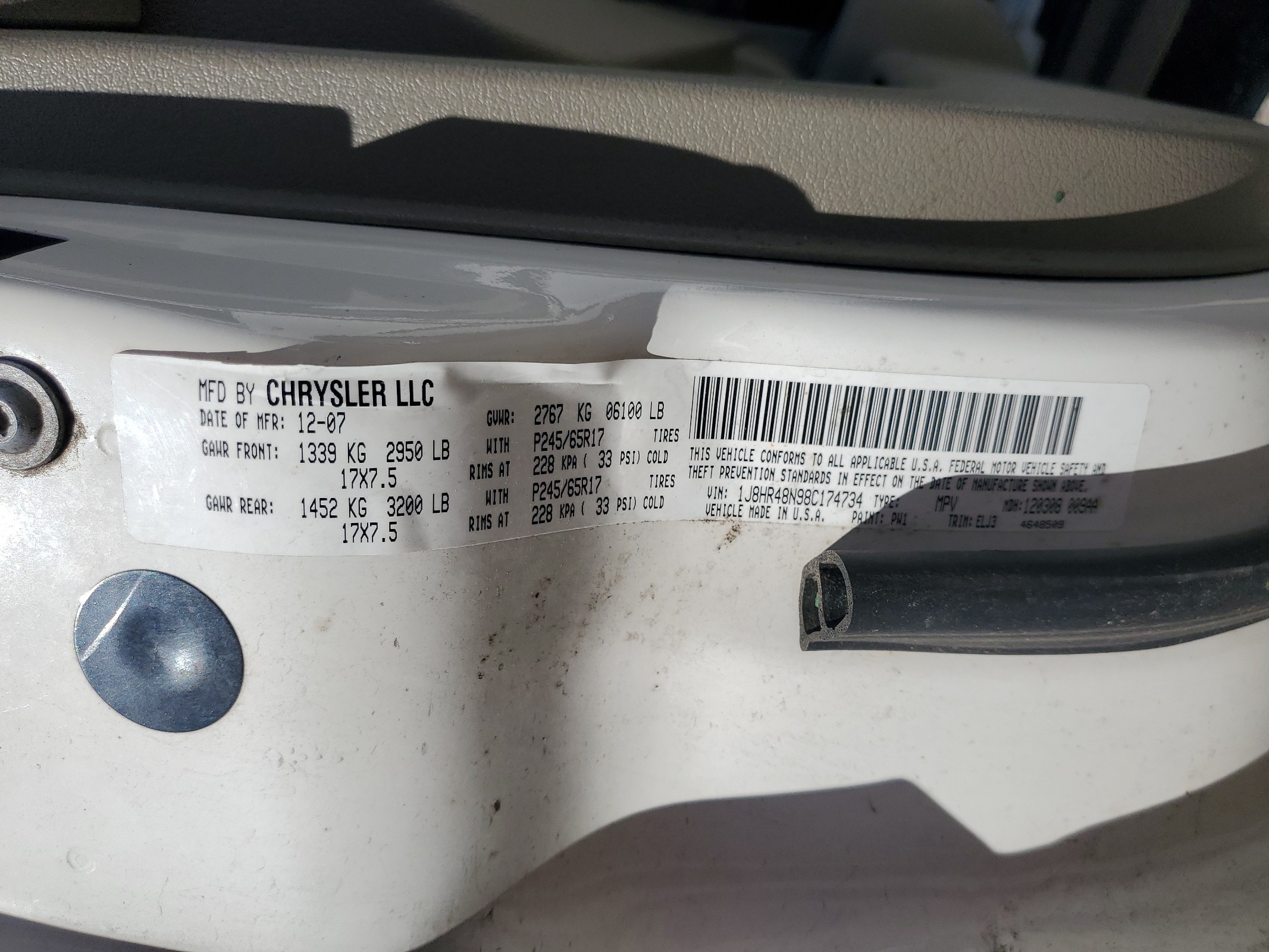 1J8HR48N98C174734 2008 Jeep Grand Cherokee Laredo