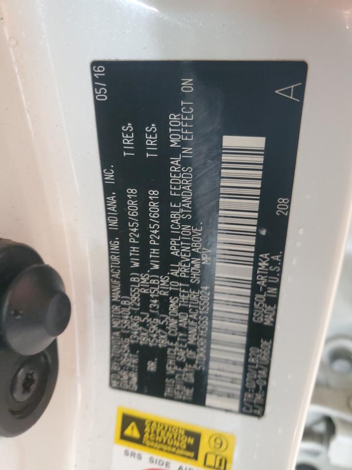 2016 Toyota Highlander Xle VIN: 5TDKKRFH3GS155024 Lot: 64900374